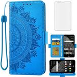 Asuwish Compatible with LG Stylo 2 2+/Stylus 2 Plus/Stylo2 V 2V Verizon Wallet Case and Screen Protector Card Holder Flip Accessories Wrist Strap Stand Cell Phone Cover for G LS775 VS835 Women Blue