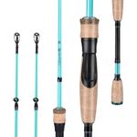 Sougayilang Fishing Pole, 30 Ton Carbon Fiber Sensitive 2Pc Baitcasting Rod & Spinning Rod for Freshwater or Saltwater, Tournament Quality Fishing Rod with 2 Tips for Bass-Blue-5.9FT-Spinning