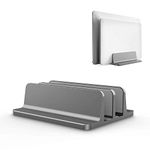 Techzere® Aluminium Vertical Laptop Stand Holder with Adjustable Dock Dual Slots Fits All MacBook HP Dell ASUS Chromebook -up to 20.3 '' (Grey)