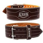 Aurion by 10 club Premium Leather Weight Lifting Belt-Medium | Powerlifting Leather Gym Belt for Workout | Dead Lift Belt - Coffee