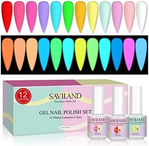 SAVILAND Glows in The Dark Gel Nail Polish Set - 12 Halloween Colors Luminous Neon Nail Gel Polish Set Soak off U V/LED Glow Effect Nail Polish for DIY Nail Art Design Holiday Gifts for Women