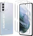 [2+2 Pack] Screen Protector and Camera Lens Protector for Samsung Galaxy S21 5G 6.2 Inch Tempered Glass Saver, Full Coverage, 9H Hardness HD Anti-Spy, Fingerprint unlock, Compatible S21 Cases
