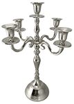 Extreme Karigari Decorative Brass Silver Plated Five Arm Candle Holder Stand for Home & Hall Decore (18 inch * 18 inch * 32 inch)(Size:X-Large)