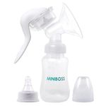 MINIBOSS Silicone Manual Breast Pump for Women baby Milk Feeding Pump (150 ML) Leake Proof Case, Comfortable Nipple Cap, Soft Silicone Breast Pad, Anti-Back Flow System, Baby, Toddler, Newborn (1 Year Warranty)