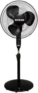 Hurricane Supreme Oscillating Pedestal Stand Fan with 3 Quiet Speeds, Black, 16" - Corded Electric Air Cooling Unit with Remote Control & Adjustable Height for Home, Apartment, Workshop or Office