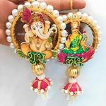 Virushka Mandir Door Decorations Items, Temple Decoration Items, Door Hanging Ganesh and Laxmi Ji for Home Décor - 1 Pair, Housewarming|Door Hangings for Entrance