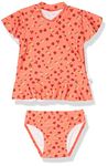 Seafolly Girls' Short Sleeve Rashguard Swimsuit Set, Fruit Punch Peach, 1