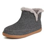 Dearfoams Alpine Men's Brixen Indoor/Outdoor Memory Foam Boot Slipper Ankle, Dark Heather Grey, Medium