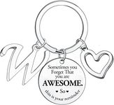 BESPMOSP Sometimes You Forget You're Awesome Letter Keyring Initial Alphabet Keychain for Women Men Inspirational Keychain for Daughter Son Brother Sister Coworker Best Friend, W, One Size