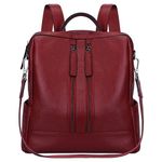 S-ZONE Women Genuine Leather Backpack Lightweight Casual Shoulder Bag Purse Medium