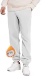 PINSPARK Men's Fleece Sweat Pants Joggers Cuffed Sweatpants Warm Cotton Baggy Sweatpants with Waist Elastic Light Grey