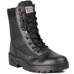 Savage Island Leather Side Zip & Lace Up Army Tactical Combat Boots Black for Work, Security, Motorcycle, Cadet