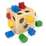 Melissa & Doug Shape Sorting Cube - Classic Wooden Toy with 12 Shapes Classic Kids Toys, Wooden Toddler Toys, Shape Sorter for Toddlers Ages 2+