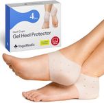 YogaMedic Silicone Heel Protector- 2 Pair Pain Relief Gel Heel Cups- Support for Plantar Fasciitis, Achilles Tendonitis, Heel Spur, Blister Prevention- Ankle Protector, Heel Wraps for Women & Men