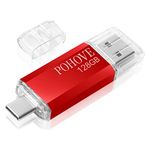 POHOVE USB C Memory Stick 128gb, Type C USB Flash Drive 128 GB 2-in-1 Otg Pendrive 128gb USB Key for Samsung, Huawei, Oneplus, Android Smartphone, Macbook, Pc, Tablets (Red)