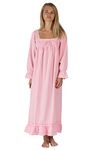 The 1 for U Martha Womens Nightgowns Cotton - Long Sleeve Nightgowns For Women, 100% Cotton, Pink, X-Small