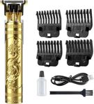 Uzox Trimmer Men Professional Cordless Hair Clipper Dragon Style, Rechargeable Trimmer For Beard, Hairs, Moustache & Face, Electric T Blade Zero Gapped Shaving Machine (Gold) (Gold)