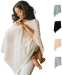 Breathable Nursing Cover Up for Breastfeeding - Privacy Nursing Covers - Newborn Essentials Must Haves - Improved Ponchy by Gold Mamas - Sand