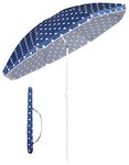 Sekey® 1.6m Beach Parasol Umbrella with Cover, Portable Tilting, for Garden/Pool/Patio, Round Sunscreen UV20+, Blue White Polka Dot