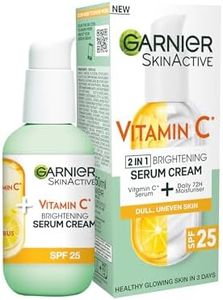 Garnier Vitamin C Serum Cream, 2in1 Formula With 20% Vitamin C serum & SPF 25 Moisturiser, Hydrate & Reveal Bright Glowing Skin, Organic & Vegan Formula, 50ml