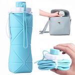 DRIVIJI Folding Silicone Water Bottle Sports Water Bottle Outdoor Travel Portable Water Cup Running Riding Camping Hiking Kettle - 600 Ml - (PACK OF 1)
