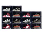 Bear Care Sneaker Storage Box - Black (Pack of 14) | Front Opening Heavy Duty Shoe Box, Stackable Sneaker Crates with Magnetic Closure | Shoe Storage Organizer, Sneaker Storage Container