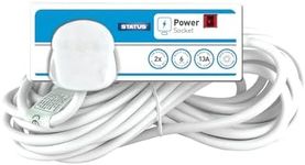 STATUS White Extension Lead | 6m Extension Cable with 2 Sockets with Neon Indicator | S2W6MS8