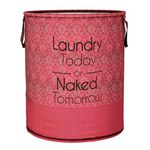 Kuber Industries Foldable Laundry Basket for Clothes | Non-Woven Round Laundry Basket | Washing Clothes Storage Basket | Toy Storage Organizer | 45 LTR | Golden-Print | Maroon