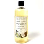 Bee Organik Pure Liquid Castile Soap Unscented | Multi-purpose Hand Body Hair Home | Baby and Pet Safe | Natural Organic Safe 475ml