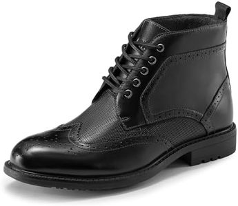 Mens Fashion Wingtip Oxford Dress Boots Mid-Top Ankle Boot Business Work Shoes for Men Black Size 9