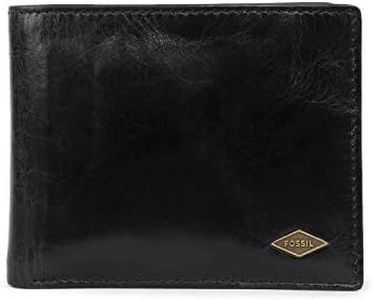 Fossil Men's Ryan Leather RFID-Blocking Bifold Passcase with Removable Card Case Wallet, Black