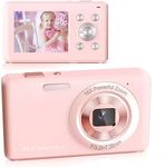 SLRNQJA Digital Camera, FHD 1080P Compact Camera with 32GB Card，48MP Camera 2.4'' LCD 16X Digital Zoom for Kid Student Children Teen Girl Boy(Pink)