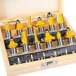 TOOLDO Router Bit 12 Pcs Set, 1/2" Shank, Beginner Router Bit Kit for DIY, Woodworking Project, High Grade