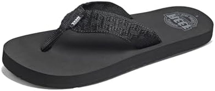 REEF Smoothy Men's Beach Flip Flop, Soft Woven Strap Made From 100% Recycled PET, Black, 9