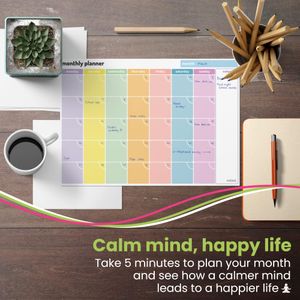A4 Undated Monthly Planner Pad – Desk Organizer, Tear-Off Sheets