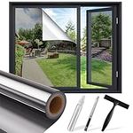 Lifetree One Way Window Film : Mirror Reflective Window Film Privacy Heat Control UV Anti Glare Window Tint Film Security Window Film Sun Blocker for Home, Office (Silver-silver, 44.5 * 200cm)