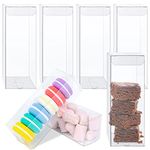 100 PCS Clear PET Plastic Storage Boxes Transparent Present Box Empty Containers Rectangle Cube Candy Chocolate Cookies Treat Boxes for Christmas,Wedding,Party,Baby Shower, 2 x 2 x 6 inch