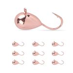 MUUNN 10Pack Tungsten Ice Fishing Jigs, Glow Tungsten Jigs for Panfish Teardrop Ice Jigs Tungsten (HP-Copper,5.0mm)