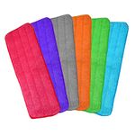 Microfiber Replacement Mop Pads, 18" x 6" Wet & Dry Home & Commercial Cleaning Refills, Colorful Reusable Floor Mop Pads, Washable Floor Cleaning Pads, 6 Pack