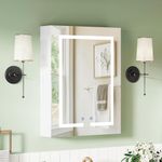 BELIWIN Bathroom Mirror Cabinet 500 x 660 mm with LED Lights, Touch Control, 3 Colour Dimmable Illuminated Mirror, Demister Pad & Shaver Socket