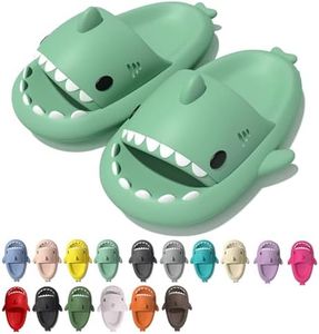rosyclo Shark Cloud Slippers, Shark Cute Slides for Women Man,Summer Slipper Sandals for Boys Girls Spa Platform Shoes Non-Slip Beach Open Toe Beach Sandals Shower Couple Shoes, Light Green, 8.5-9