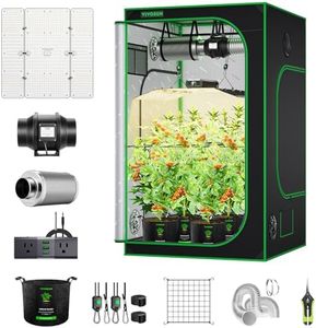 VIVOSUN GIY 4x4 ft. Grow Tent Complete System, Grow Tent Kit Complete with 6 Inch Inline Fan Package, 2 x 200W LED Grow Light, Temperature Humidity Monitor, Netting, Grow Bags, Pruning Shear and Timer
