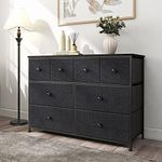 Luxsuite Chest of 8 Drawers Dresser Cabinet Storage Organizer Unit Fabric Bin Metal Frame Black Bedroom Living Room