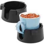 Mezchi 2 Pack Anti Spill Cup Holder, Adhesive Desk Cup Holder, Adjustable Plastic Drink Holder for Desk, Non Tipping Coaster Cup Holder for Office, Home, Desktop, Table, Black