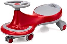 BABY JOY Wiggle Car for Kids, Swing Car with LED Flashing Wheels, No Batteries, Gears or Pedals, Uses Twist, Turn, Wiggle Movement to Steer, Ride-on Toy for Boys Girls 3 Year Old and Up (Red & Grey)