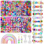 1560pcs Polymer Clay Beads Bracelet Making Kit,36 Styles Cute Fun Heart Flower Fruit Animal Letter Bracelet Beads Charms for Jewelry Necklace Making DIY Accessories for Women Teens