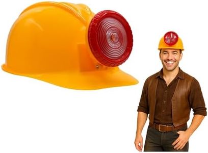 Adult Plastic Yellow Hard Hats Construction Helmet With Light Novelty- Worker Theme Birthday Party Hats - Coal Miner Helmet With Light Halloween Costume Accessory Prop