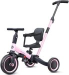 newyoo Trike with Parent Handle for 1-3 Year Old, Toddler Bike, Baby Balance Bike, Birthday Gift & Ride-On Toy for Boy & Girl, 5 in 1 Kids Tricycle, Baby Bike with Safety Belt, TR007, Pink