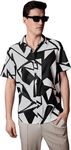 MADGEAR Men's Rayon Cotton Half Sleeve Printed Casual Shirt (Retro M - 2XL) (XX-Large, Monochrome)