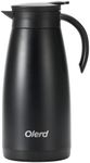 Olerd 1.5L Insulated Jug, Thermal Coffee Pot, Stainless Steel Tea Pot, Double-Walled Vacuum Carafe Jug for Coffee Tea, Water, Drink (Black)